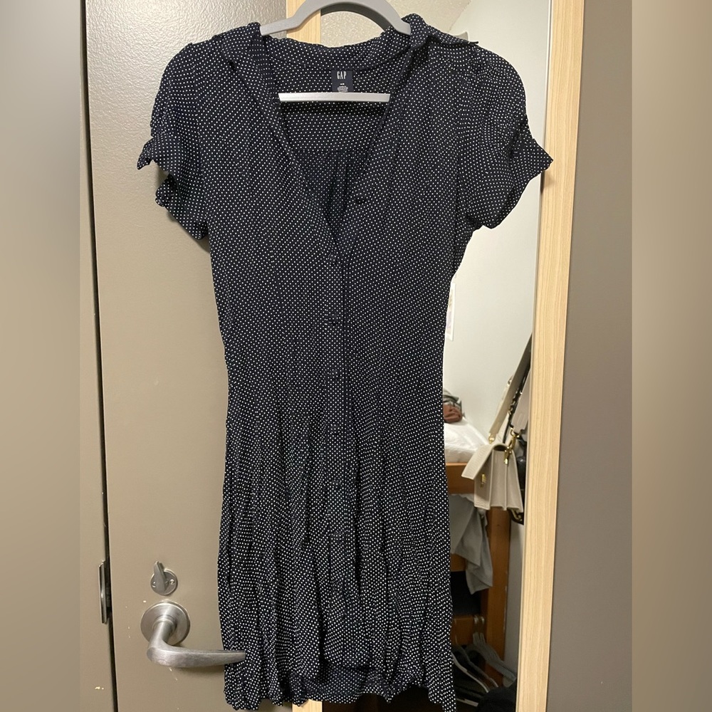 navy polka dot y2K gap dress